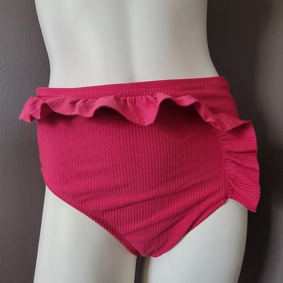 Juicy Couture Ruffle Bikini Bottom Raspberry Flutter Size Large - Picture 2 of 11